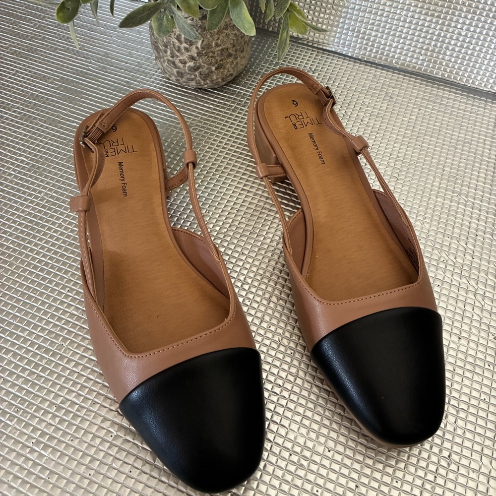 Two-Tone Black and Tan Flats